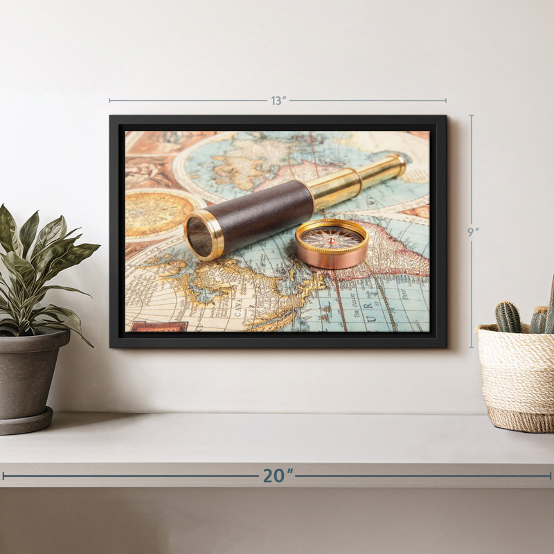 " Spyglass And Compass Canvas Print ", 9" H x 13" W