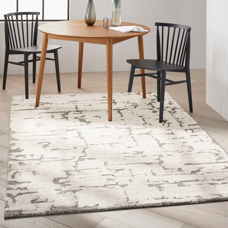 Grey Abstract Thick Modern Easy To Clean Luxurious Handmade Rug For Bedroom, Living Room, Dining Room, Rectangle 160 x 221 cm