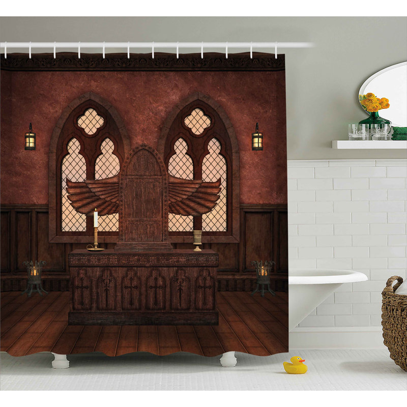 Rideau de douche à simple tradition gothic temple rituals, H 84 po x l 69 po