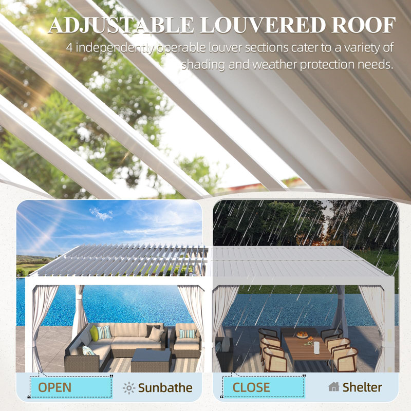 12X24 Louvered Pergola White