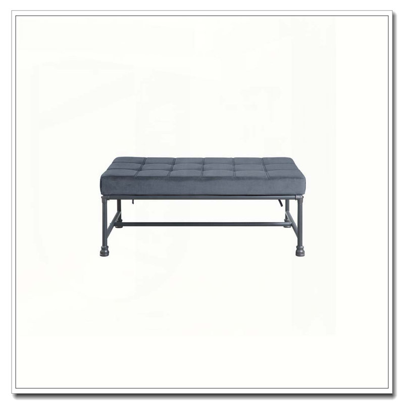 Banc en velours Brantley et finition gris sable