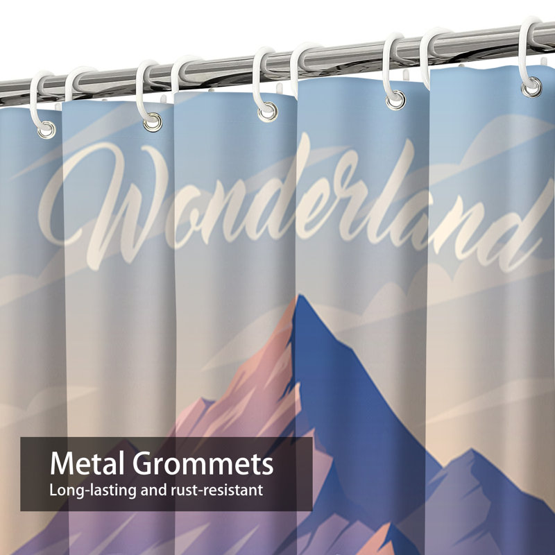 Mountain River Lake Landscape Adventure Shower Curtain with 12 Hooks, 72" L x 72" W