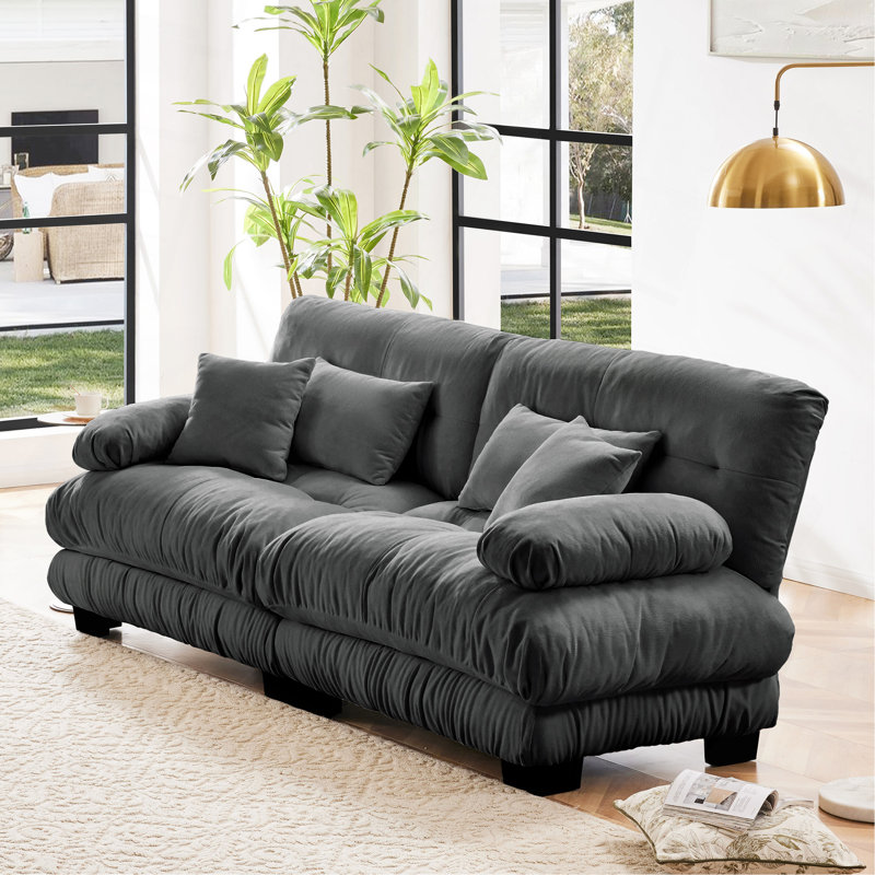 Stoughton Modern 2-Seater Chenille Upholstered Boneless Sofa, Gray