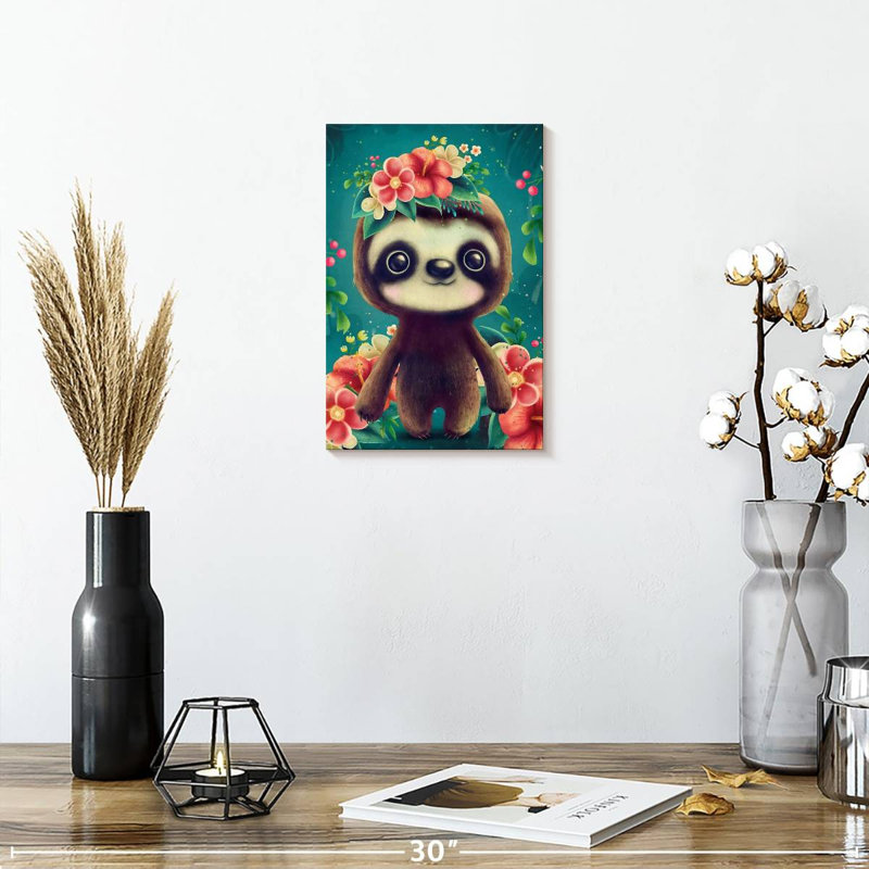 Brampt Floral Sloth, 12" H x 8" W