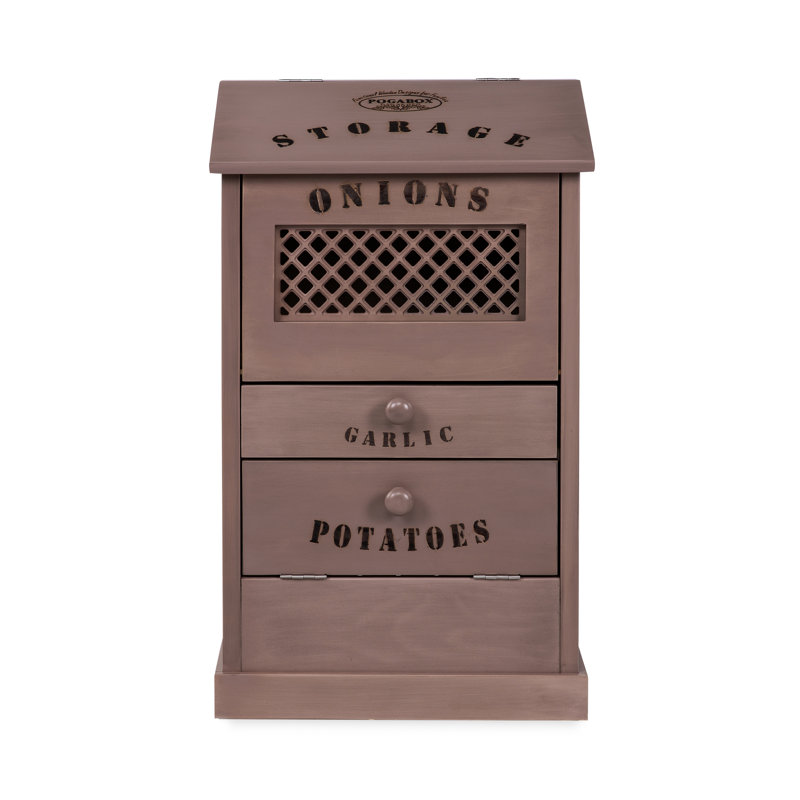 Rangement pour pommes de terre, oignons et ail Dhrampa - Armoire de rangement et d'organisation en bois, Gris