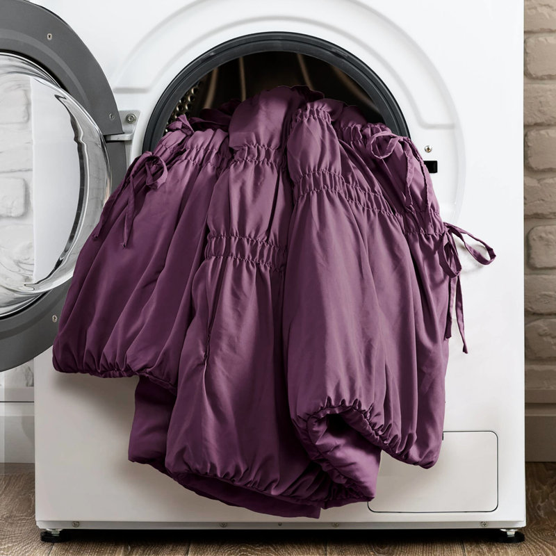 Édredon très grand 3 pièces, teinte mauve, motif, décorations de cravate, microfibre, toutes saisons, approuvé Standard 100, mauve lavable à la machine, embellissements romantiques, doux