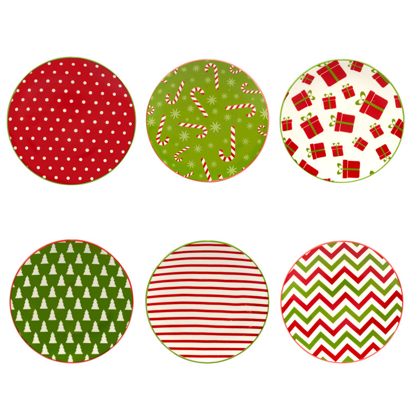 Holiday Fun Canape Plate, 6in asst