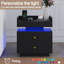 Ensemble de lit plateforme intelligent avec table de chevet moderne à DEL 2 pièces - Ensemble de chambre à coucher lumineuse 3 pièces-1261307904-1261307919