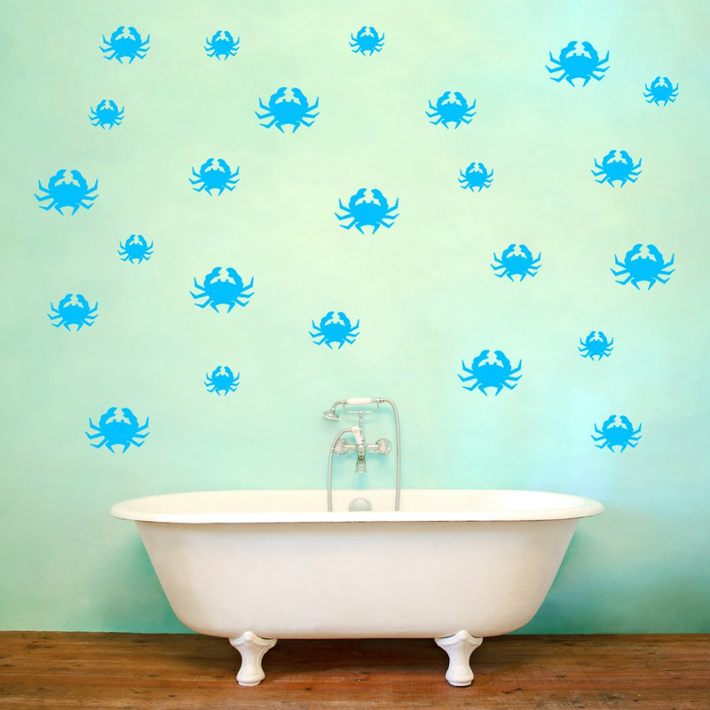 Décalcomanie murale de crabe nautique Elie, Bleu ciel