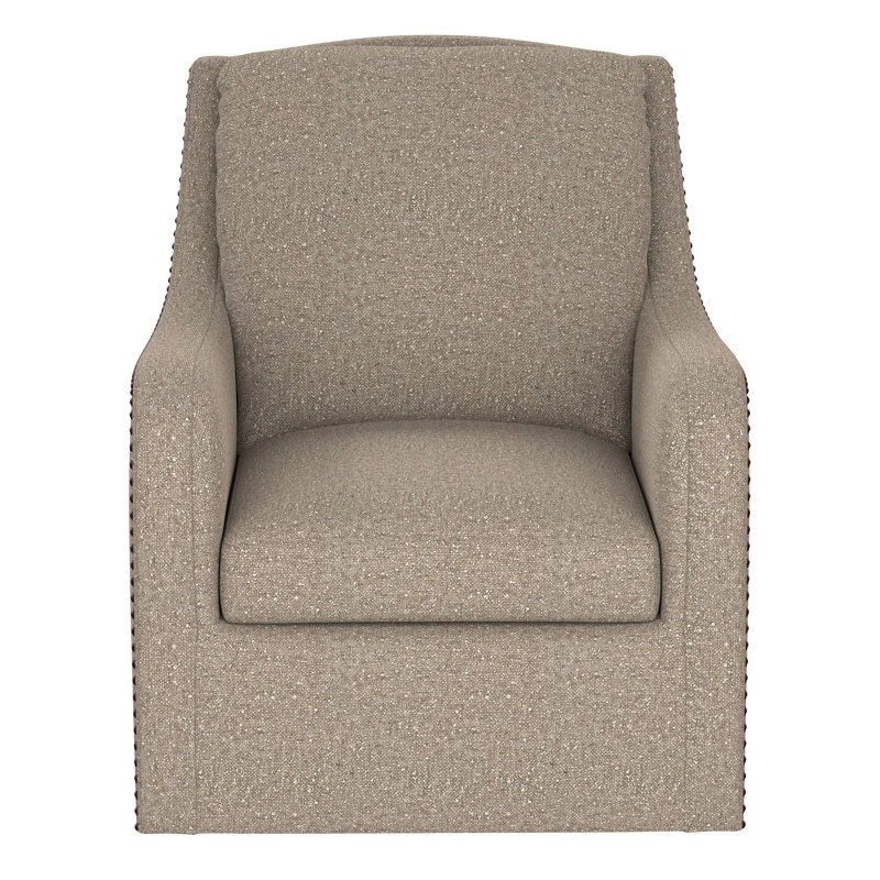 Darayl Upholstered Swivel Armchair, Taupe Polyester