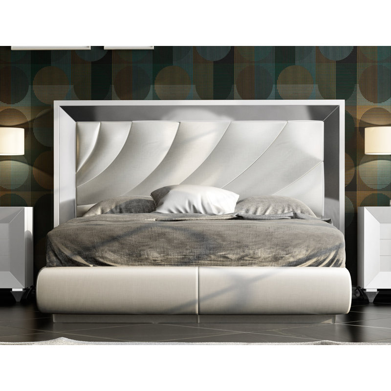 Annalya Upholstered Panel Bed, King, High Gloss