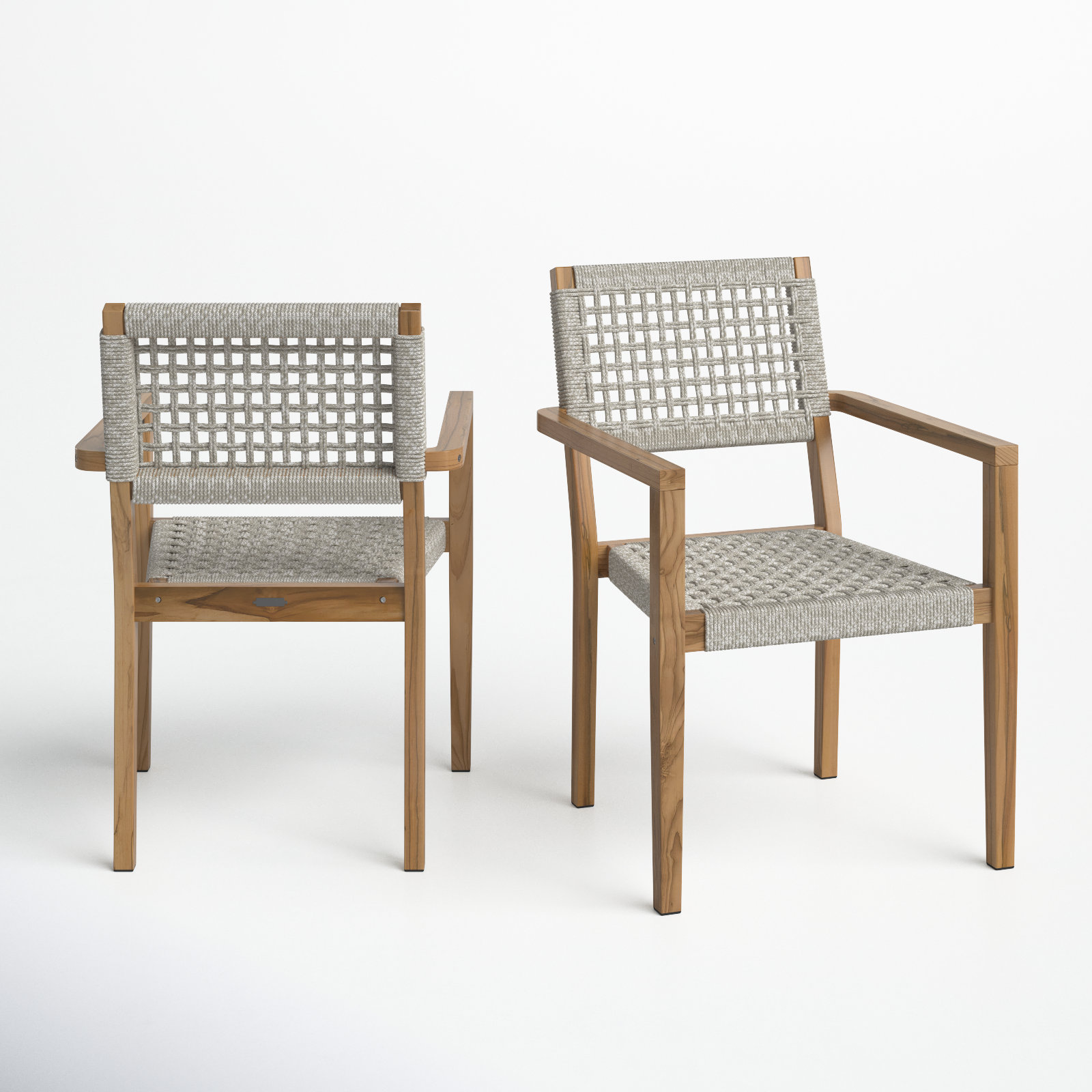 Cava Stackable Teak Patio Armchair, Gray