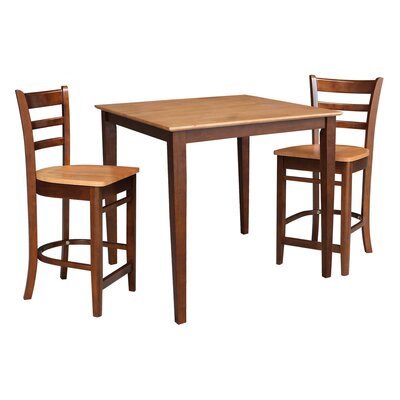 2 - Person Counter Height Solid Wood Dining Set -  INTERNATIONAL CONCEPTS, K58-3636-S6172-2