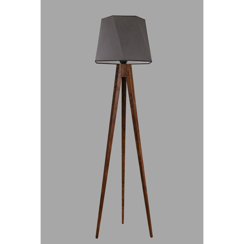 Luro Elegant Floor Lamp, Dark Grey, 64.9 in Tall | 100% Fir Tree Frame, Fabric Cap (13.8 in Dia) | On/Off Switch on Cable, E27 Socket (Max 60W) | Stylish Lighting for Modern Living Rooms & Bedrooms