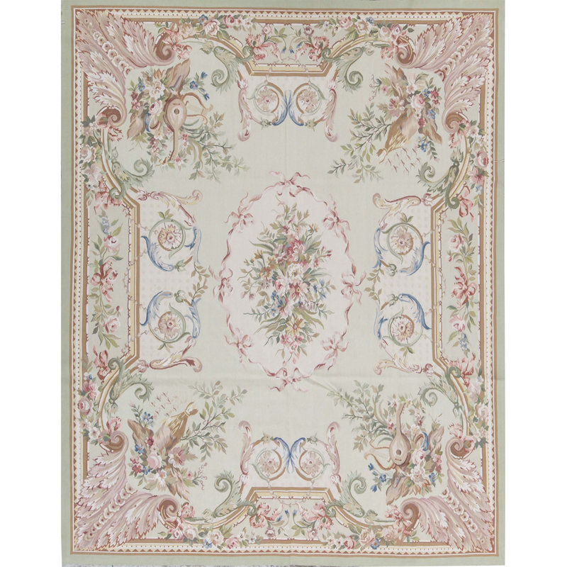 Aubusson Hand Knotted Wool Oriental Area Rug