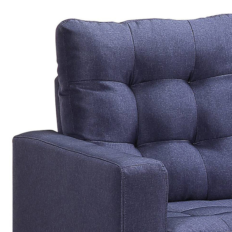 Canapé à accoudoirs carrés de 81 po Evant, Lin bleu foncé