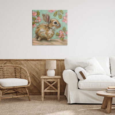 Art mural sur toile Baby Bunny & Florals par Andrea Lavery