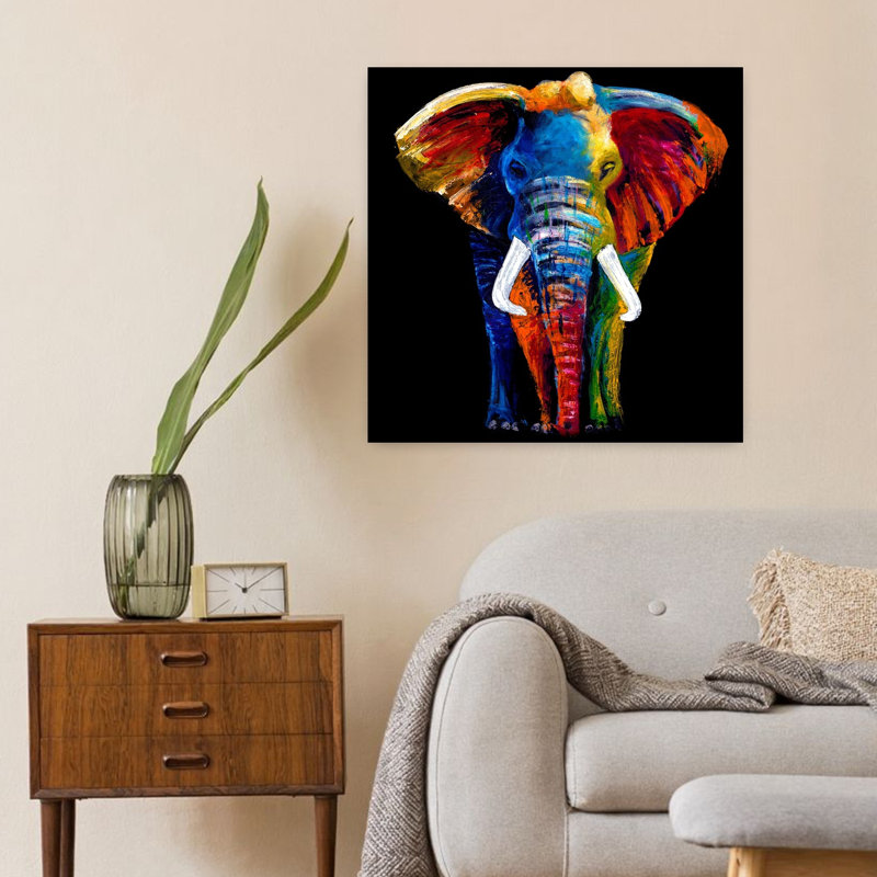 Éléphant, art contemporain de la faune, H 24 po x l 24 po