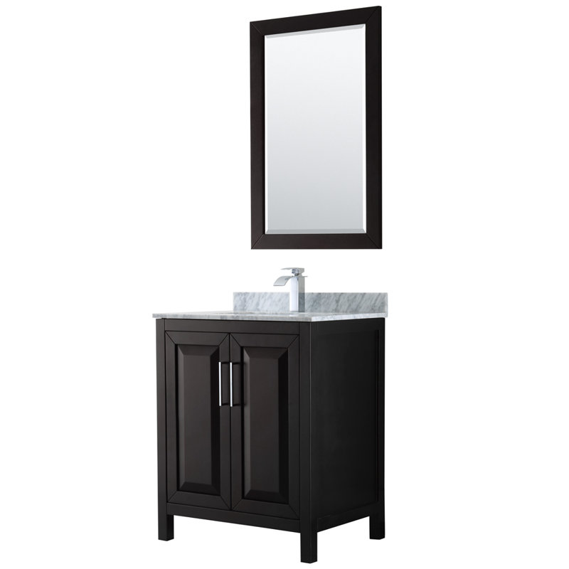 Daria 30'' W Single Vanity, Dark Espresso, Polished Chrome, Carrara Cultured Marble