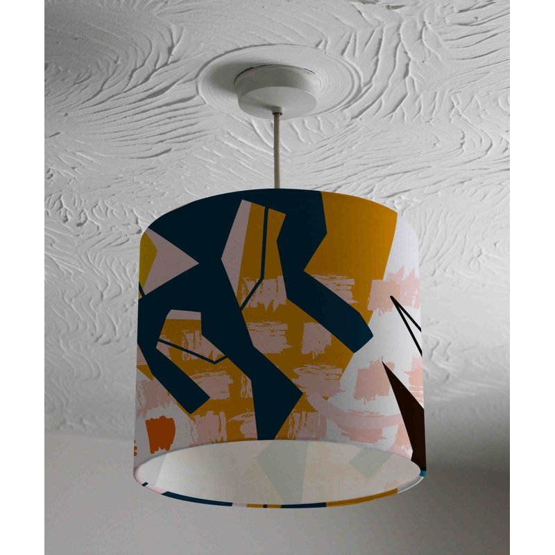 Cotton Drum Pendant Shade ( Uno ), 22cm H x 25cm W x 25cm D