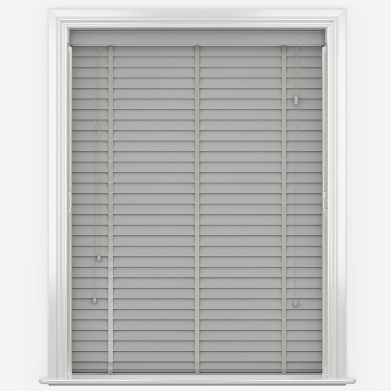 Faux Wood Venetian Blinds with Fabric Tape, Moisture-Resistant Horizontal Slats & Cord Control for Windows, 90cm W x 213cm L