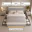 Lit plateforme tapissier moderne avec 4 tiroirs de rangement et lumières à DEL, cadre de lit en métal avec tête de lit réglable, facile à assembler, aucun sommier tapissier requis-351825500-351825499