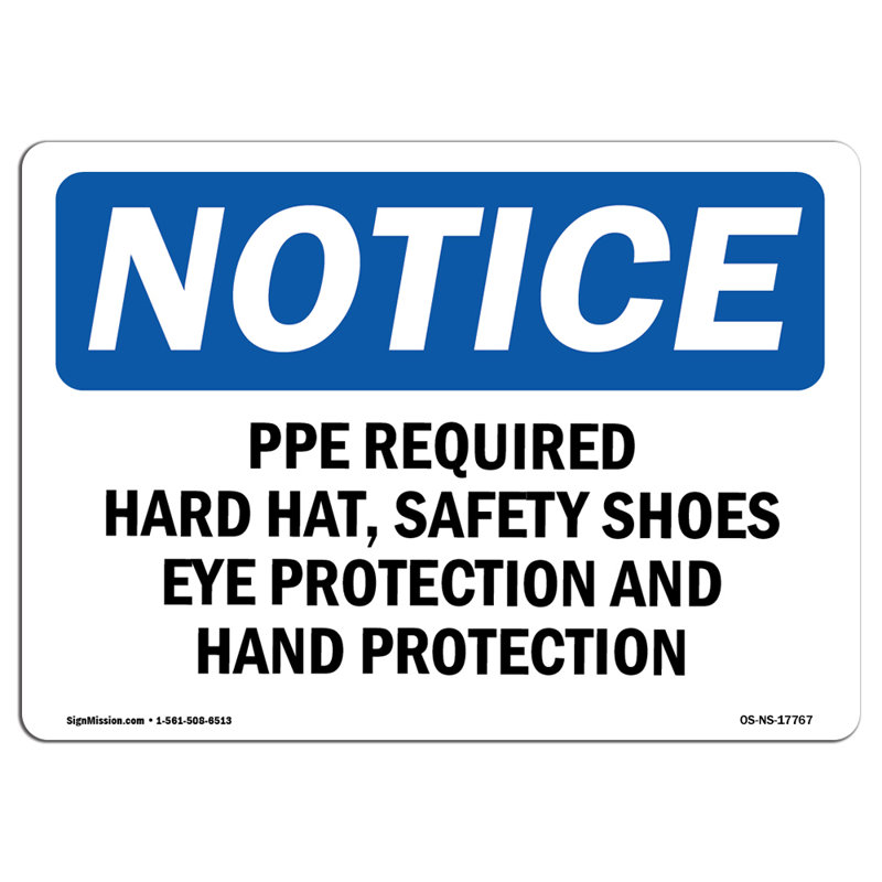 Équipement de protection individuelle requis, H 18 po x l 24 po x P 0,1 po