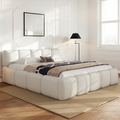 Upholstered Platform Bed With Plush Headboard & Footboard