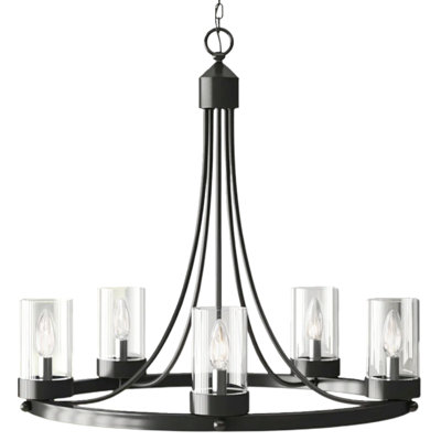 Duran 5-Light Candle Style Wagon Wheel Chandelier (25.2" W)