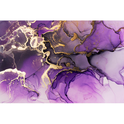 Anaum Purple And Golden - Wrapped Canvas Print