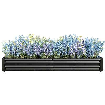 Vincenzia 7.6' L X3.7' W X0.98' H Metal Raised Bed, Black, Suitable For Various Garden Plants Large 7.6X3.7X0.98Ft, Black Herb Gardens