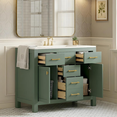 Meuble-lavabo de 36 po avec lavabo en céramique et espace de rangement polyvalent