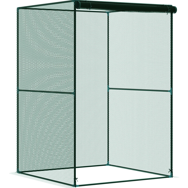 Filet de protection contre les récoltes de 4 pi X, porte à fermeture à glissière, structure en acier stable, filet en filet pour protéger les plantes en cage avec plantes de jardin