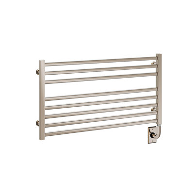35.5"x19" Avento Electric Hardwired Square Rail Wall Mounted Towel Warmer - Polished Nickel, Fluid Filled, Includes Programmable Smart Switch, Lifetime Warranty