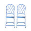 Ensemble de 2 chaises bistro bleues pliantes en métal avec siège en céramique 36,5 "de hauteur