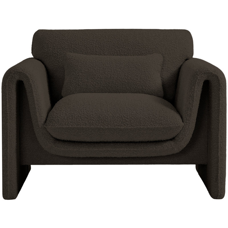 Chaise l 42 po, Tissu brun bouclé
