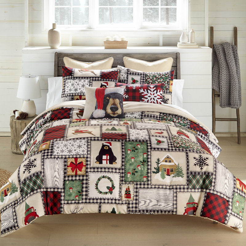 Winter Cottage Black Microfiber Full Comforter Set