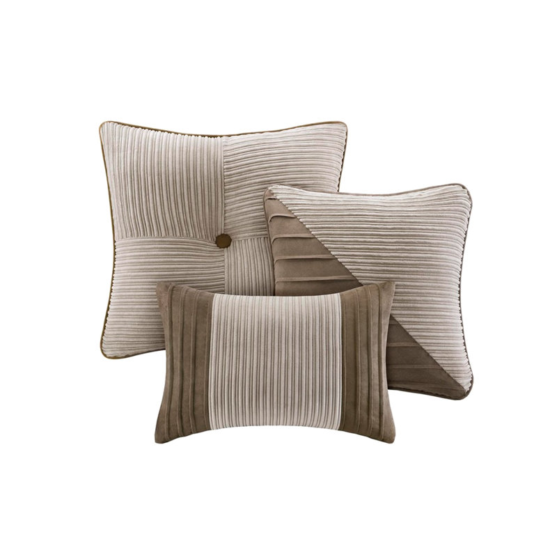 Édredon en velours côtelé Taupe 7 pièces, Édredon grand + 6 pièces supplémentaires