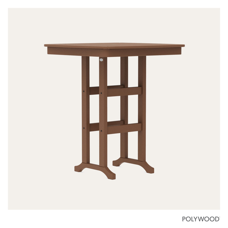Table de bar POLYWOOD Nautical, Teck foncé, L 36,75 po x L 36,75 po x H 42 po