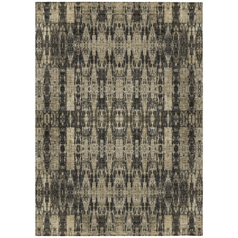 Tapis intérieur / extérieur marocain lavable taupe et beige 8 pi x 10 pi