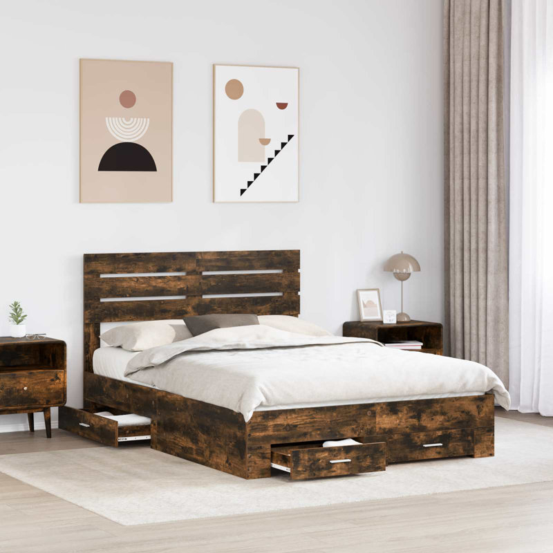 Bed, Smoked Oak, Kingsize (5')