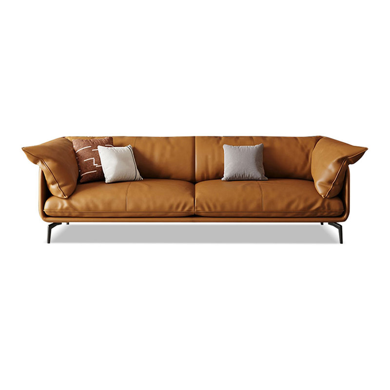 Causeuse-coussin standard en cuir véritable brun, H 33,86 po x l 85,83 po x P 39,37 po