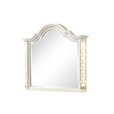 Miroir Jasmine avec éclairage latéral à DEL en bois beige