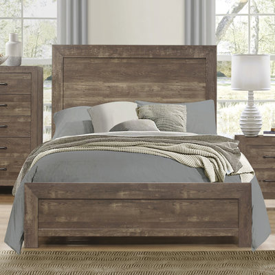Mobilier de chambre à coucher en bois de la tête de lit avec tête de lit et très grand lit au fini brun rustique