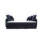 Élégant canapé-lit modulaire en velours bleu avec rangement et 3 coussins décoratifs