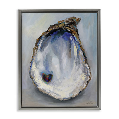 Organic Oyster Shell Gray Framed Floater Canvas Wall Art by Jeanette Vertentes