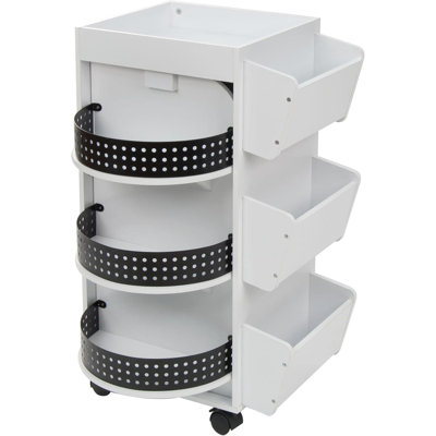 Swivel Organizer With 3 Revolving Shelves And Side Storage Bins For Compact Craft And Office Supply Storage
