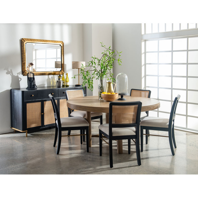 Castleton Rattan Cane Dining Side Chair Black (Set Of 2), Black