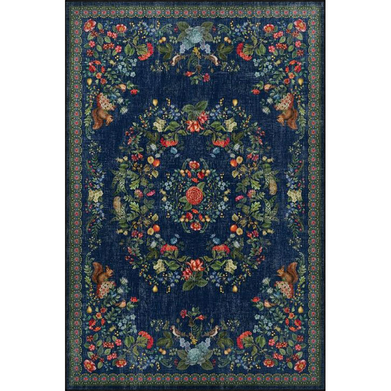 Tapis décoratif géométrique bleu à motif géométrique lavable à la machine, Tapis de couloir 4 pi 11 po x 9 pi 10 po inclus