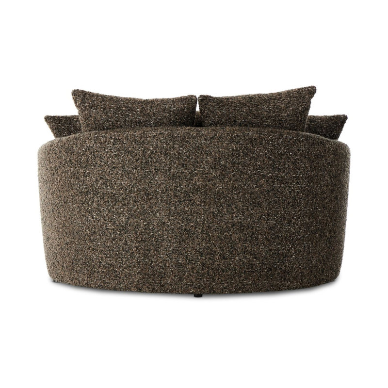 Chloe Curved 62" Round Arm Loveseat, Ivan Granite Boucle